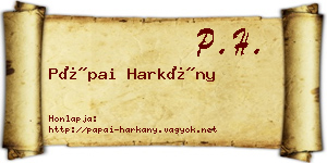 Pápai Harkány névjegykártya